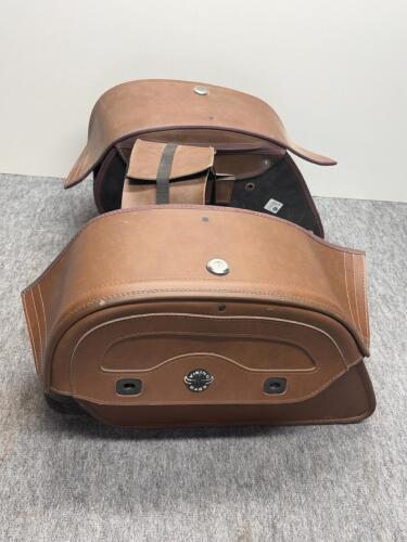 Viking Bags VW31BR Brown Leather Motorcycle Saddlebags with Key Lock