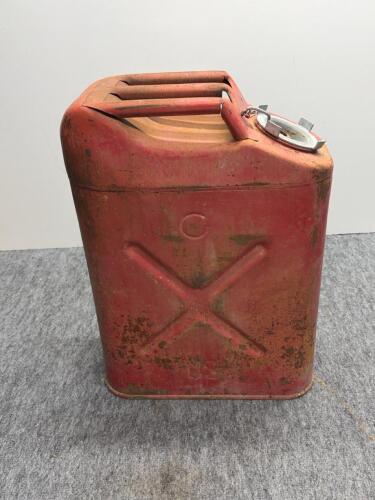 (1) Vintage US Military Steel Jerry Can 5 Gallon with Spout, Red, WWII/Postwar Era