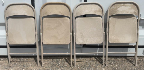 Samsonite Buff Lace Metal Folding Chairs, 4 Pack, Steel Frame, Mixed USA & China Manufacture