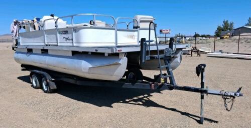 SunCruiser 18 Pontoon Boat, Mercury Outboard, Tandem Axle Trailer, 20ft