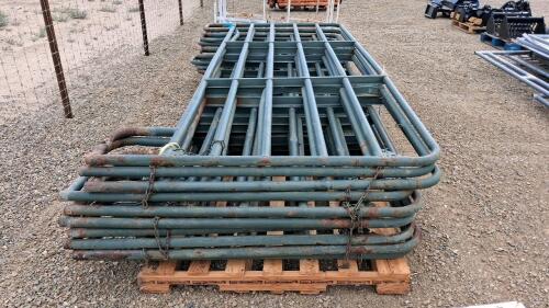 12 ft Green Steel Livestock Panels, 6-Rail, Set of 10 - 3
