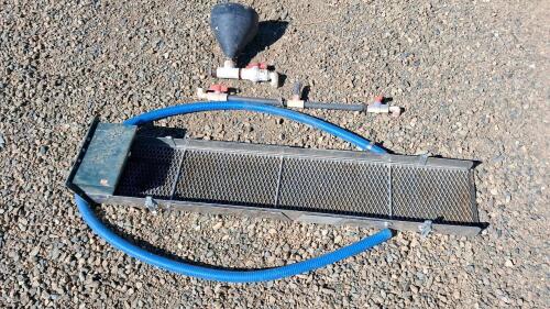 Portable Aluminum Funnel Feeder Gold Sluice Box with Header and Plumbing Kit, 50" Length, 9" Width