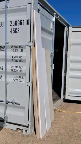(3)White Laminated Shelving Boards (2) 92"x11" (1) 72"x11" & (5)Pegboard Panel 71&frac34;"x46 3/4" - 2