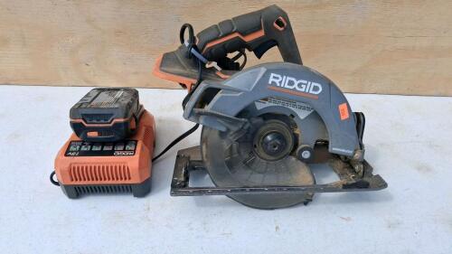 RIDGID R8653 18V Brushless 7-1/4" Cordless Circular Saw with Charger & Battery
