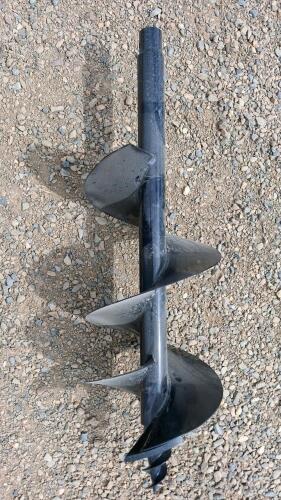 12" Earth Auger Bit, 40.5" Length, Fits Skid Steer/Tractor Auger Drive, Steel, 2" Shaft