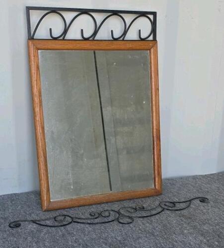 Decorative Wall Mirror Set with Wrought Iron Scrollwork, Candle Holders, Wood Frame, Picture Frame Insets - 2