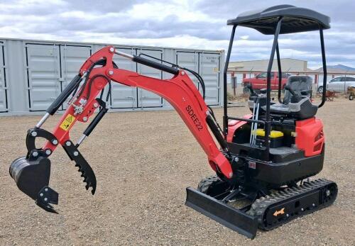 SDEE22 Mini Excavator, 2-Ton, Diesel Engine, Hydraulic Thumb, 16&rdquo; Bucket, Open ROPS, Tracks - 3