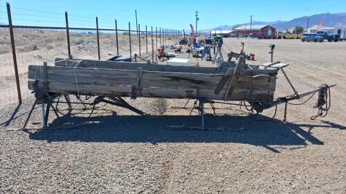 Antique Horse-Drawn Manure Spreader, Wooden Frame, Sled Runners, Restoration Project - 2