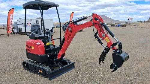 SDEE22 Mini Excavator, 2-Ton, Diesel Engine, Hydraulic Thumb, 16&rdquo; Bucket, Open ROPS, Tracks