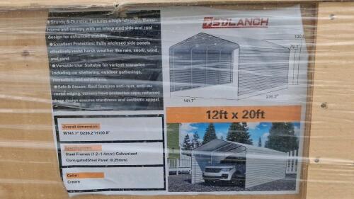 12' x 20' High-End Metal Carport, Galvanized Steel Frame, New in Crate