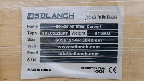 20' x 30' FT Steel Carport, 12.5 ft Height, Enclosed Sidewalls, CE Certified, 2026 - 6