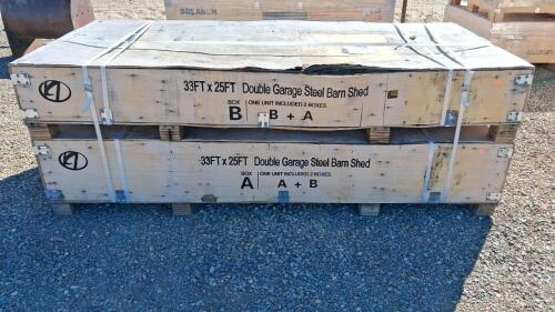 33x25 ft Model K3325 Double Garage Steel Barn Shed, Steel, Cream Color - 2