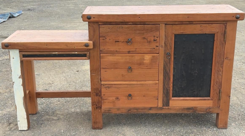 Rustic Handmade Wooden Sideboard Buffet Cabinet with Slide-Out Table, From the Inn at South Lake Tahoe