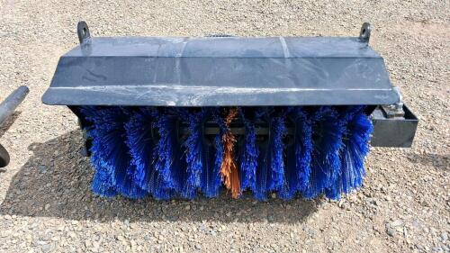 48" Mini Skid Steer Pickup Broom Attachment, Universal Quick Attach, Hydraulic Hoses, Poly Bristles