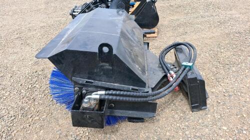 48" Mini Skid Steer Pickup Broom Attachment, Universal Quick Attach, Hydraulic Hoses, Poly Bristles - 3