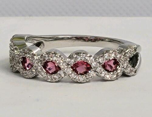 5-Stone Red Ruby Ring, Size 8