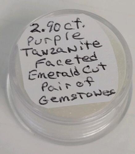 2.90ct Natural Purple Tanzanite Emerald Faceted Cut Pair of Gemstones - 3