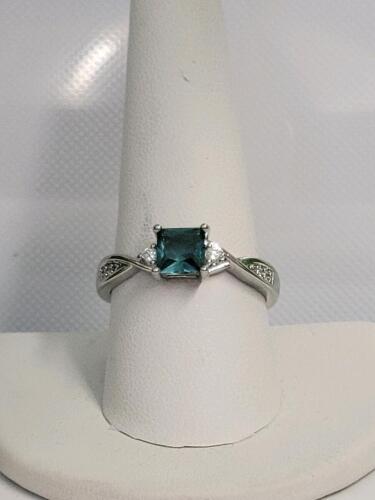Aquamarine Square Cut Faceted Gemstone Ring, Size 10 - 2