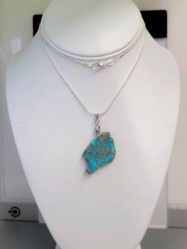 Blue Sea Sediment Jasper Free-form Slice 24" Necklace