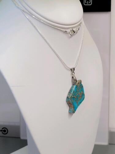 Blue Sea Sediment Jasper Free-form Slice 24" Necklace - 2