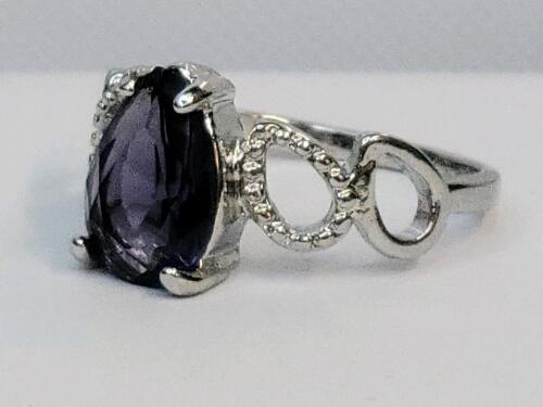 Purple Amethyst Pear Cut Faceted Ring, Size 8&frac12; - 2