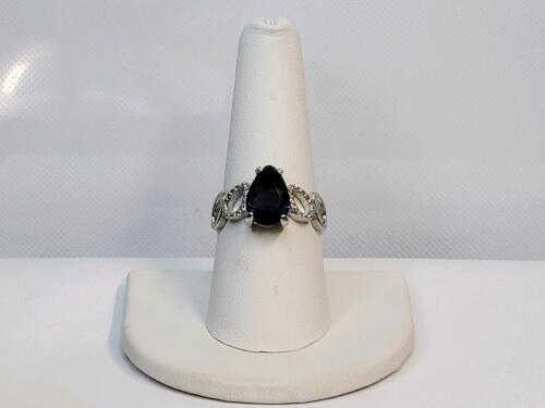 Purple Amethyst Pear Cut Faceted Ring, Size 8&frac12; - 3
