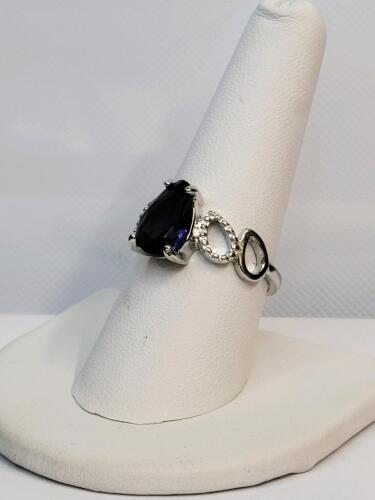 Purple Amethyst Pear Cut Faceted Ring, Size 8&frac12; - 4