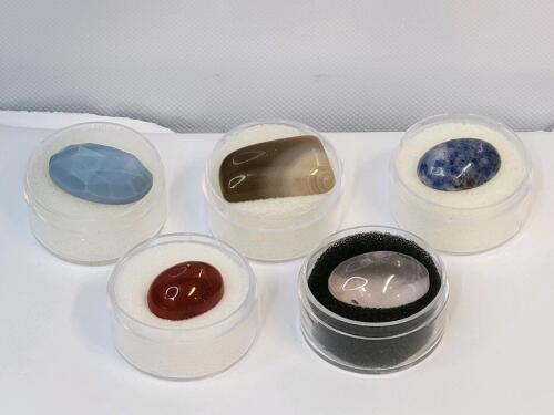 (5) Natural Gemstones in Gem Jars