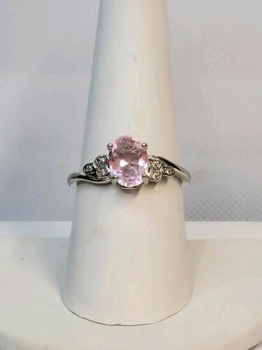 Pink Kunzite Faceted Oval Cut Ring, Size 9 - 2