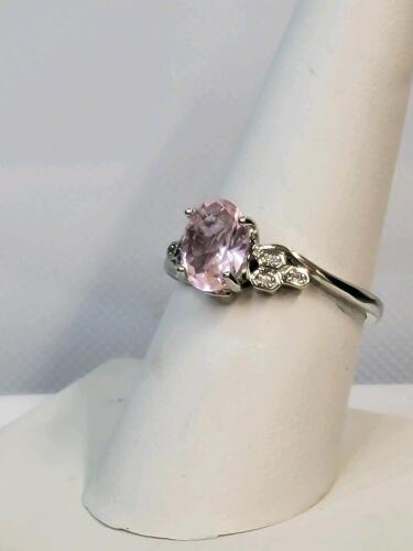 Pink Kunzite Faceted Oval Cut Ring, Size 9 - 3