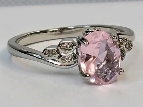 Pink Kunzite Faceted Oval Cut Ring, Size 9 - 6