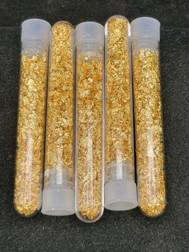 (5) 3" Long Bottles of Gold Flake/Leaf Gold