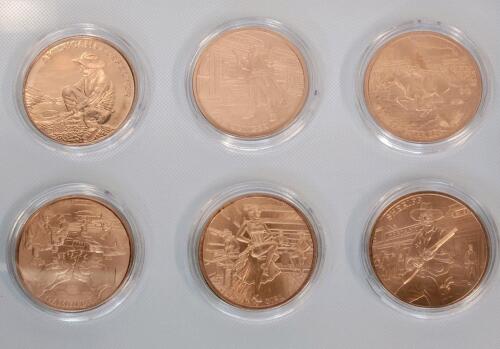 Set of 6 "Wild West" Series 1oz. Copper Rounds