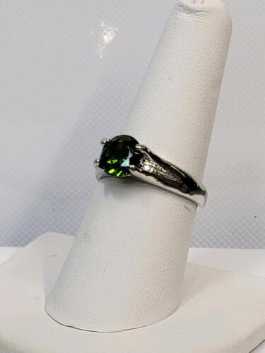 Green Peridot Faceted Round Cut Ring, Size 8 - 4