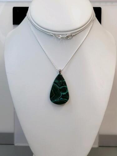 69ct Natural Blue-Green Malachite Chrysocolla Gemstone Necklace