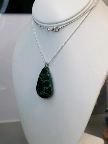 69ct Natural Blue-Green Malachite Chrysocolla Gemstone Necklace - 2