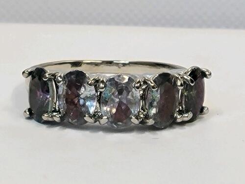 Mystic Rainbow Topaz 5-Stone Ring, Size 9