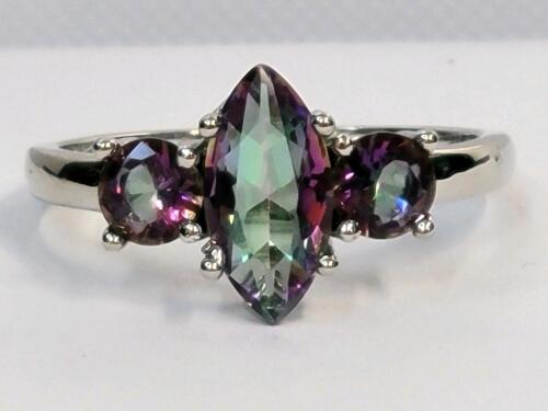 Mystic Rainbow Topaz Marquise Cut Ring, Size 10