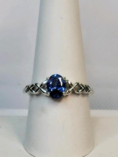 Blue Sapphire Faceted Oval Cut Ring, Size 10 - 2