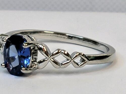 Blue Sapphire Faceted Oval Cut Ring, Size 10 - 5