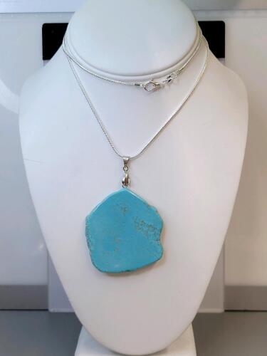 150.10ct Turquoise Free-form Slice 24" Necklace