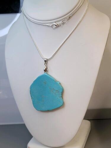 150.10ct Turquoise Free-form Slice 24" Necklace - 2