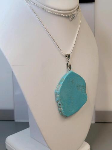 150.10ct Turquoise Free-form Slice 24" Necklace - 3