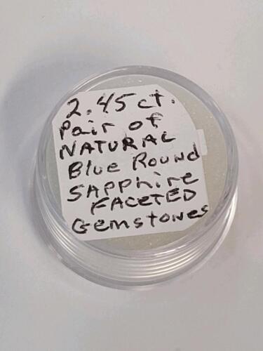 2.45ct Pair of Natural Blue Sapphire Round Cut Faceted Gemstones - 5