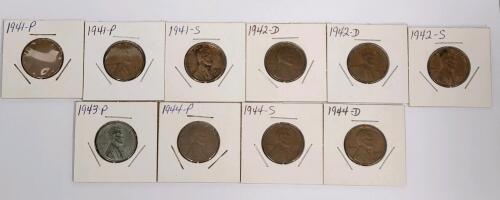 10 Different WW2 Carded Lincoln Head Cents (Excellent Condition) - 2