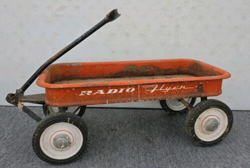 Vintage Radio Flyer Model 6 Pull Wagon &ndash; Classic Red Steel Body with 10" Rubber Tires