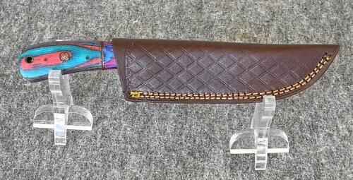 Custom Damascus Steel Hunting and Ulu Knives with Leather Sheaths - 3