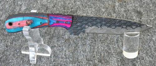 Custom Damascus Steel Hunting and Ulu Knives with Leather Sheaths - 4