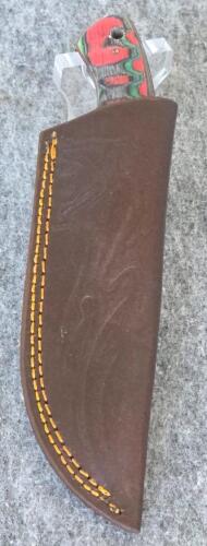 Custom Damascus Steel Hunting and Ulu Knives with Leather Sheaths - 5