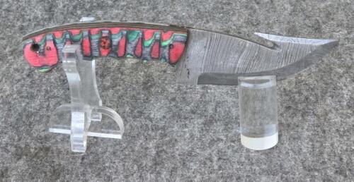 Custom Damascus Steel Hunting and Ulu Knives with Leather Sheaths - 6